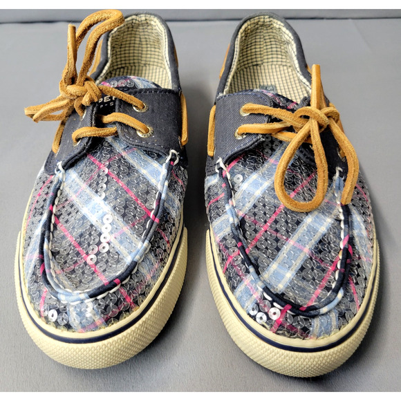 Sperry Top-Sider Shoes Loafers Womens 8M Sequin Blue Pink Plaid Flats #9447806 - Picture 8 of 13